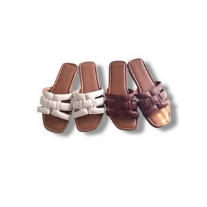 Torrid H-Band Slide Sandals Bundle White & Brown 8.5 (WW)‎